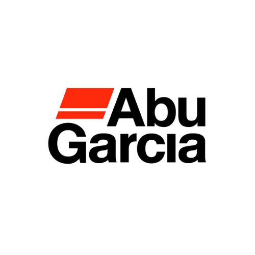 Abu Garcia logo featuring the brand name in bold black text, with a red rectangular shape and two white horizontal lines above the word 'Abu,' symbolizing their excellence in fishing gear manufacturing