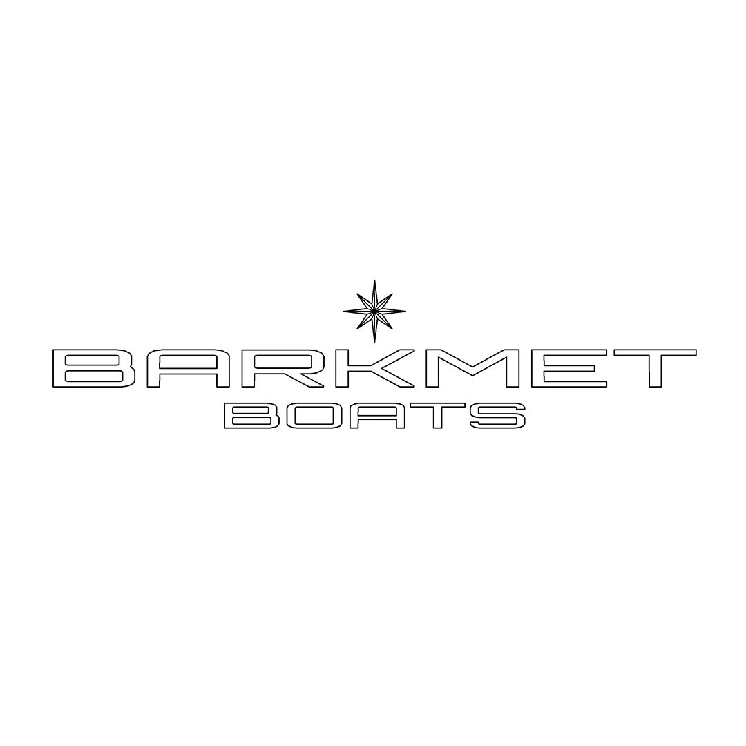 Barkmet Boats logo featuring modern outlined text with a star emblem above, symbolizing a brand known for producing durable and high-quality boats for various maritime activities