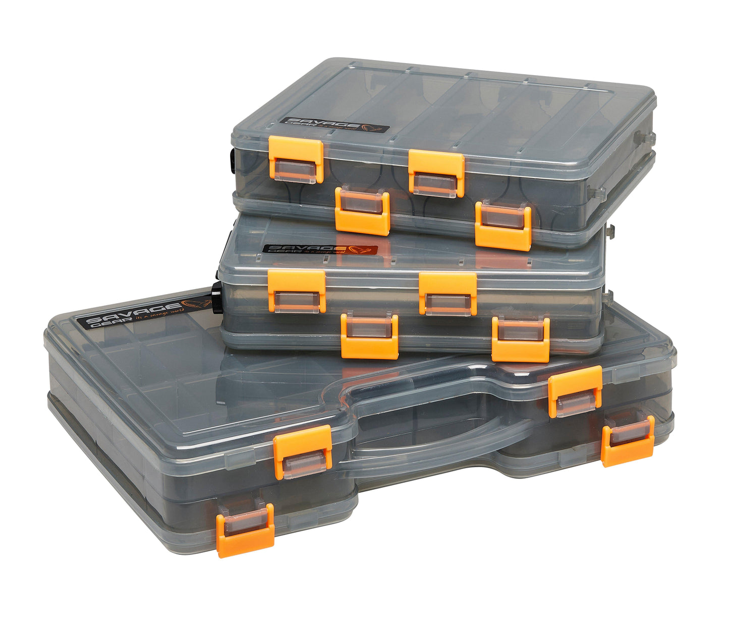 Savage Gear Köderbox, 2-seitig, rauchfarben, groß